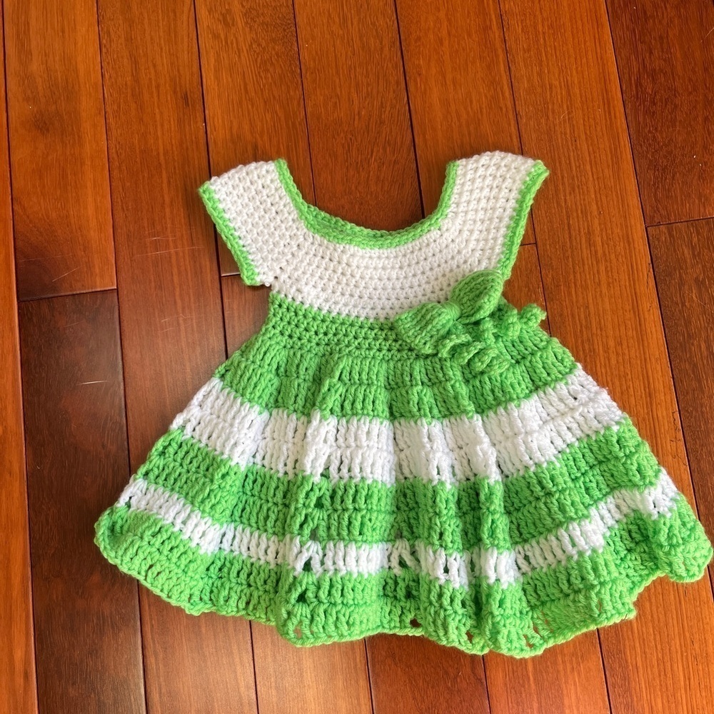 Handmade knitted girls dress